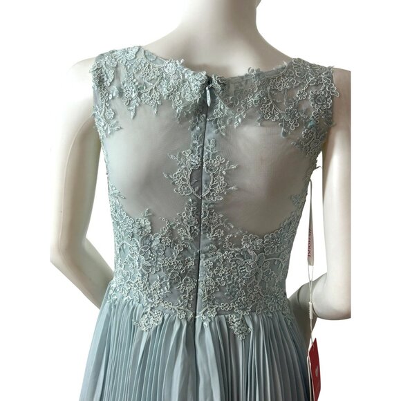 JJ’s House Cocktail Dress 4 Blue Green Lace Chiffon Pleats Sleeveless Party NWT - Picture 10 of 16